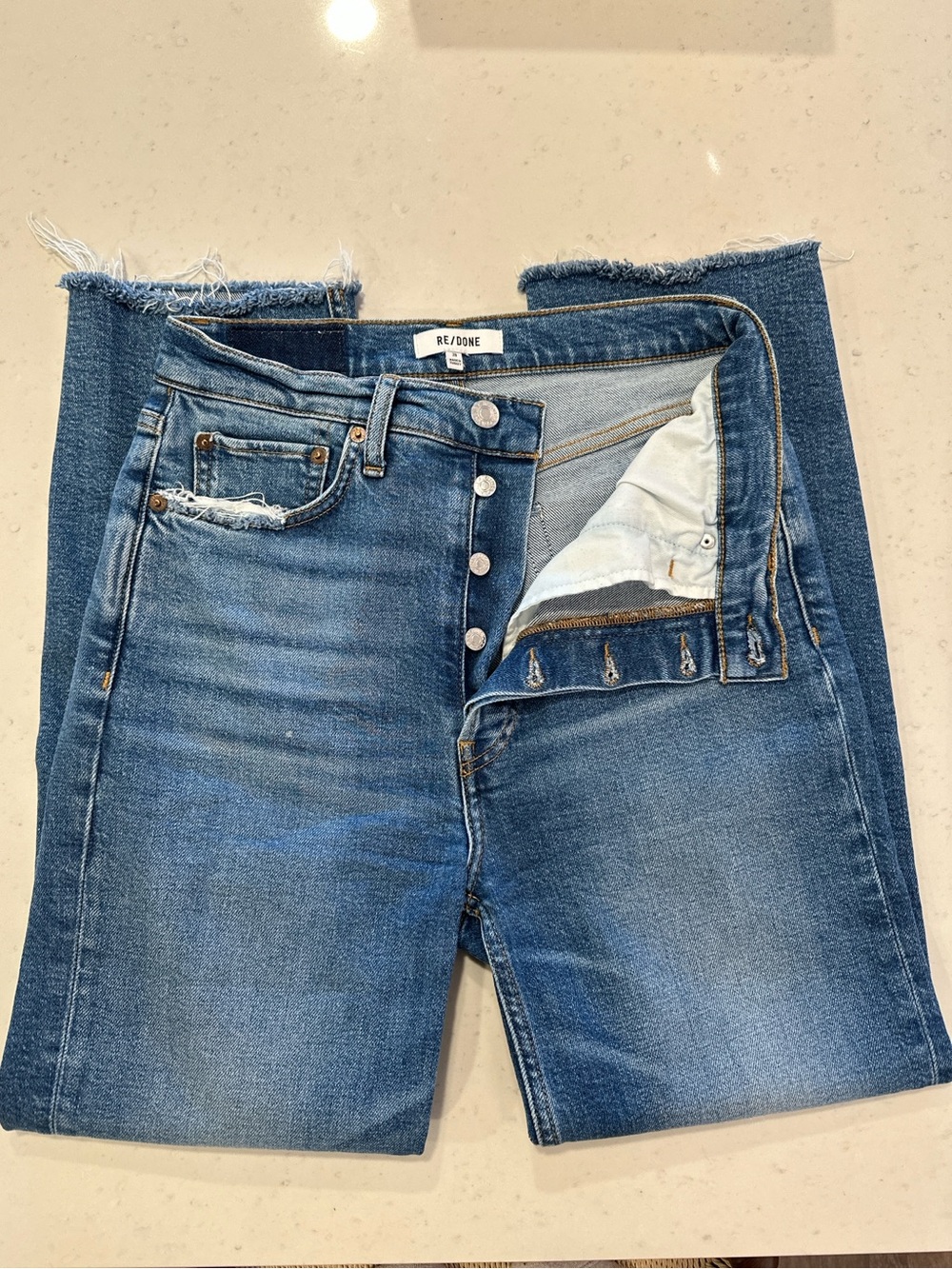 Re/Done High Rise Stovepipe Jeans Size 27 Like New Denim Viral